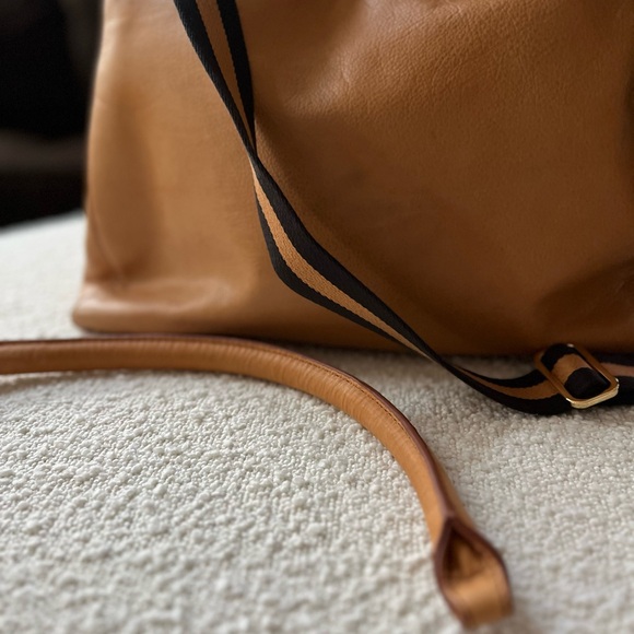 NEW Mark & Graham genuine soft leather tote cognac tan interchangeable handles - Picture 14 of 16